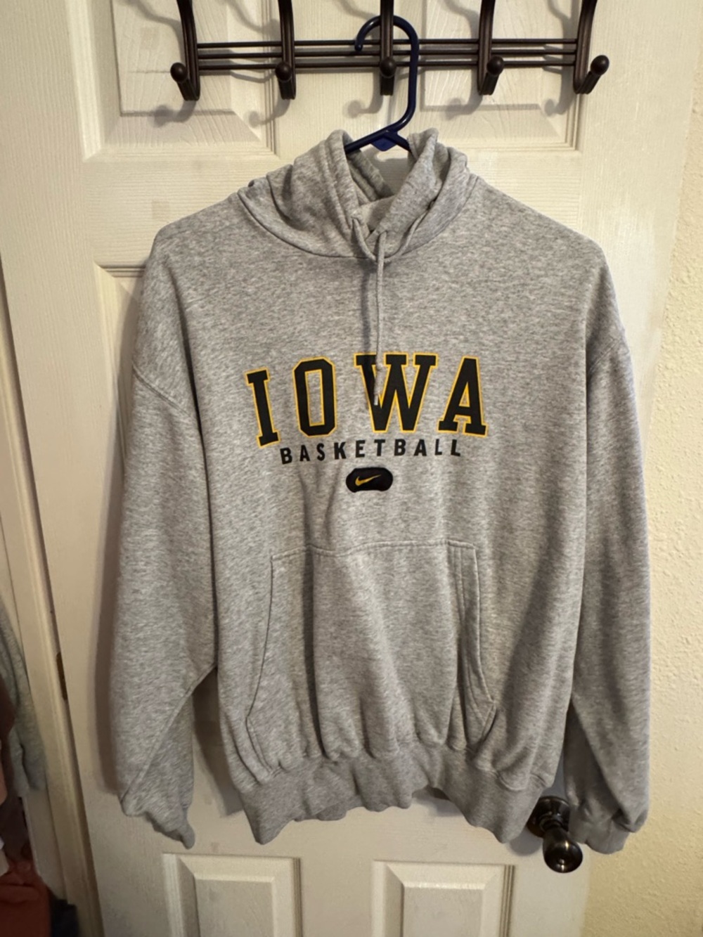 Nike Gray & Black Iowa Basketball Crewneck Sweatshirt with Gold Lettering